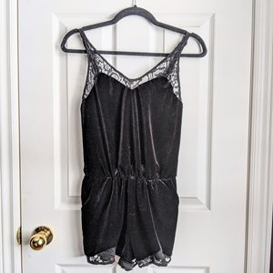 Black Velvet Lace Romper